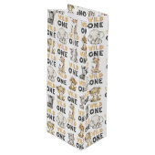 Safari Wild One Birthday Party Wijn Cadeautas (Voorkant Gekanteld)