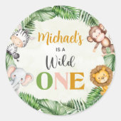 Safari Wild One Birthday Ronde Sticker (Voorkant)
