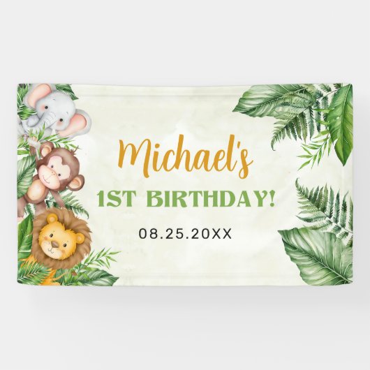 Safari Wild One Birthday Spandoek (Horizontaal)