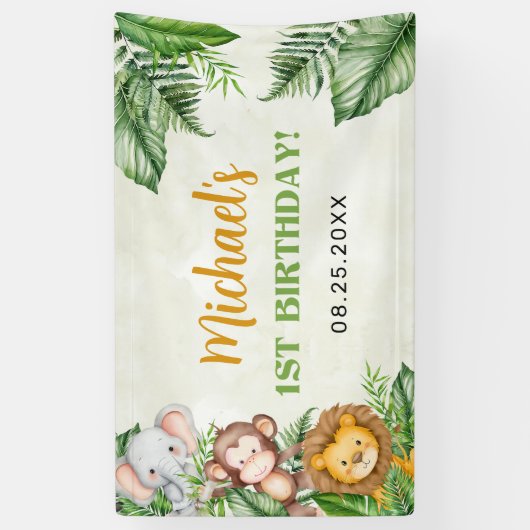 Safari Wild One Birthday Spandoek (Verticaal)