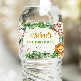 Safari Wild One Birthday Waterfles Etiket