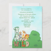 Safari Wild One Blue Green Birthday Party Kaart (Voorkant)