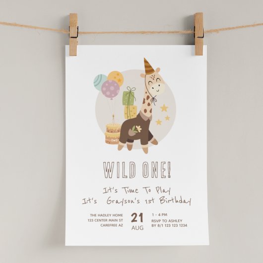 Safari Wild One Boy 1st Birthday Kaart