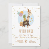 Safari Wild One Boy 1st Birthday Kaart (Voorkant)