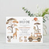 Safari Wild One Boy 1st Birthday Save The Date (Staand voorkant)