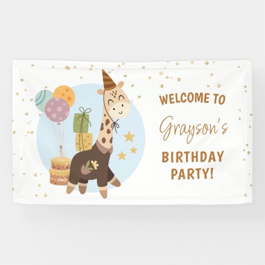 Safari Wild One Boy Verjaardag Welkom Spandoek (Horizontaal)