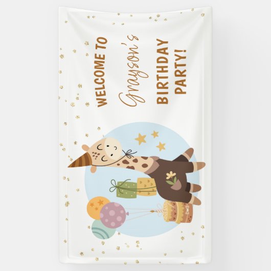 Safari Wild One Boy Verjaardag Welkom Spandoek (Verticaal)