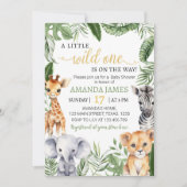 Safari Wild One Dieren Baby shower Invitation Kaart (Voorkant)