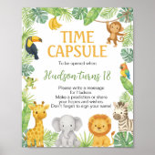 Safari Wild One Dieren Verjaardag Tijd Capsule Bor Poster (Voorkant)