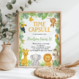 Safari Wild One Dieren Verjaardag Tijd Capsule Bor Poster