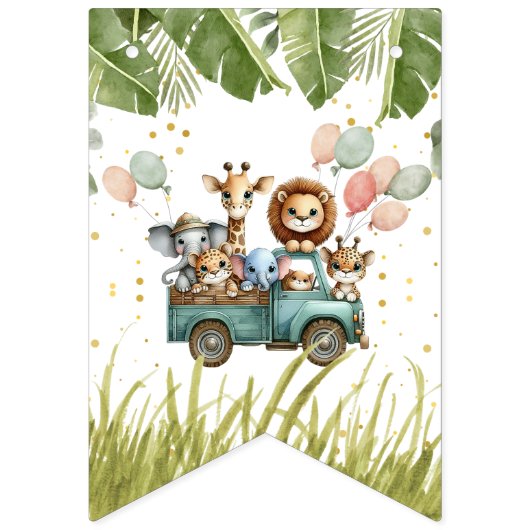 Safari Wild One eerste gelukkige verjaardag Vlaggetjes (Eerste vlag)