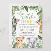 Safari Wild One First Birthday Invitation Kaart (Voorkant)