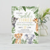 Safari Wild One First Birthday Invitation Kaart (Staand voorkant)