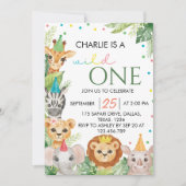 Safari Wild One First Birthday Invitation Kaart (Voorkant)