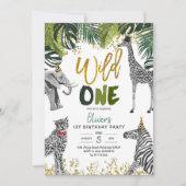 Safari Wild One First Birthday Invitation Kaart (Voorkant)