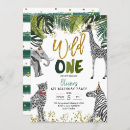 Safari Wild One First Birthday Invitation Kaart