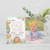 Safari Wild One First Birthday Invitation Kaart (Staand voorkant)