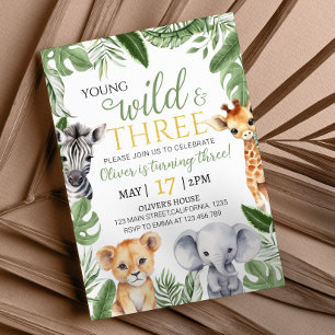 Safari Wild One First Birthday Invitation Kaart