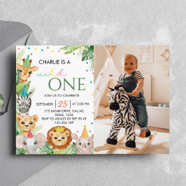 Safari Wild One First Birthday Invitation Kaart