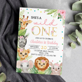 Safari Wild One First Birthday Invitation Kaart