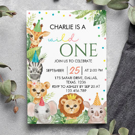 Safari Wild One First Birthday Invitation Kaart