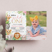 Safari Wild One First Birthday Invitation Kaart