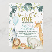 Safari Wild One First Birthday Kaart (Voorkant / Achterkant)