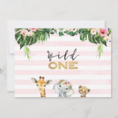 Safari Wild One foto verjaardagsuitnodiging voor m Kaart (Achterkant)