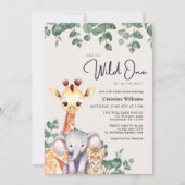 Safari Wild One Geslachtsonafhankelijke Baby Showe Kaart (Voorkant)