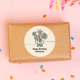 Safari Wild One Giraffe Animal Birthday Ronde Sticker