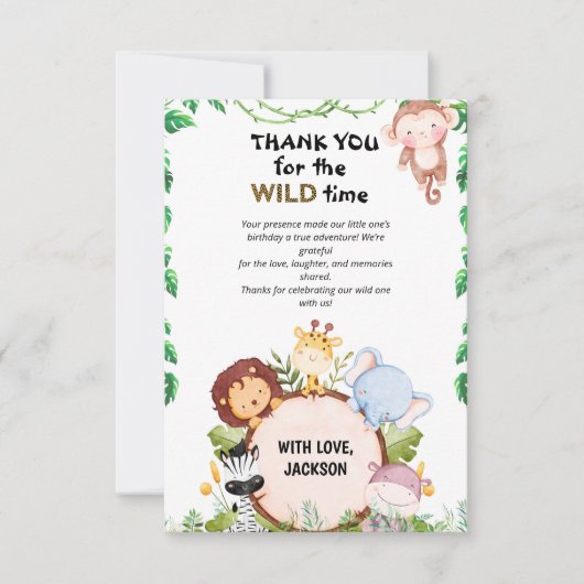 Safari Wild One Hartelijk dank Bedankkaart (Voorkant)