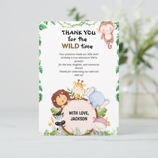 Safari Wild One Hartelijk dank Bedankkaart (Staand voorkant)