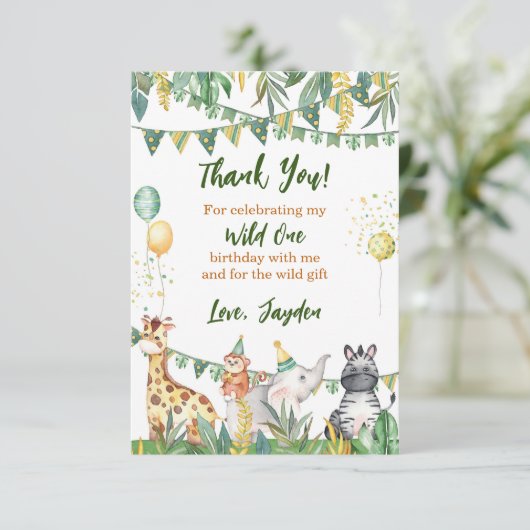 Safari Wild One Hartelijk dank Bedankkaart (Staand voorkant)