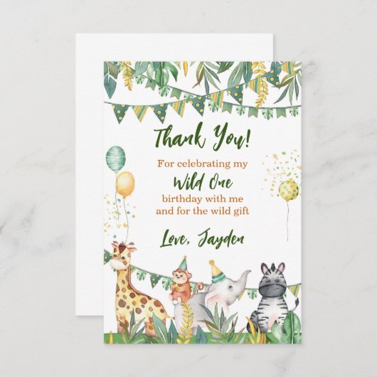 Safari Wild One Hartelijk dank Bedankkaart (Voorkant / Achterkant)