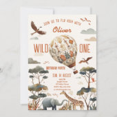 Safari Wild One Hete Luchtballon & Oerwoud Verjaar Kaart (Voorkant)