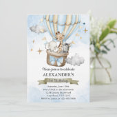 Safari Wild One Hot Air Balloon Birthday Party Kaart (Staand voorkant)