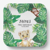 Safari Wild One Jungle Animal 1st Birthday Papieren Bordje (Voorkant)