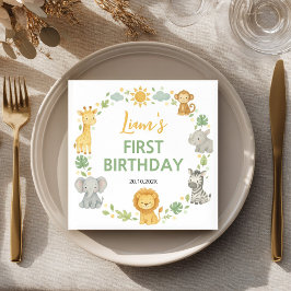 Safari Wild One Jungle Animals Birthday Napkin Servet
