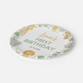 Safari Wild One Jungle Animals Birthday Papieren Bordje (Gekanteld)