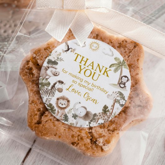 Safari Wild One Jungle Animals Birthday Party Ronde Sticker