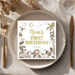 Safari Wild One Jungle Animals Birthday Party Servet