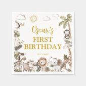 Safari Wild One Jungle Animals Birthday Party Servet (Voorkant)