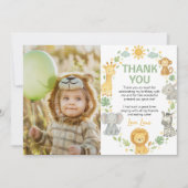Safari Wild One Jungle Animals Birthday Photo Bedankkaart (Voorkant)