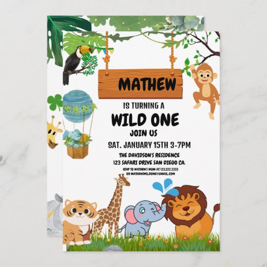 Safari Wild One Kaart (Voorkant / Achterkant)