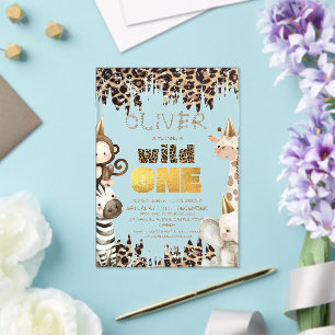 Safari Wild One Kinderverjaardag Acryl Uitnodigingen