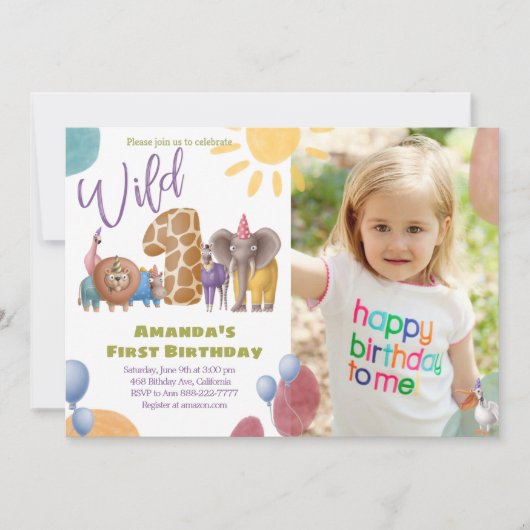 Safari Wild One met de uitnodiging tot het indiene (Voorkant)