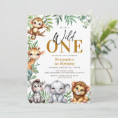 Safari Wild One | Oerwoud Dieren 1e Verjaardag Kaart (Staand voorkant)