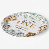 Safari Wild One | Oerwoud Dieren 1e Verjaardag Papieren Bordje (Gekanteld)