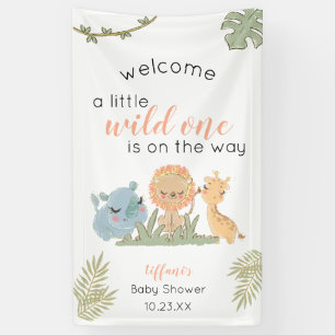 Safari Wild One op weg naar een babymeisje Spandoek