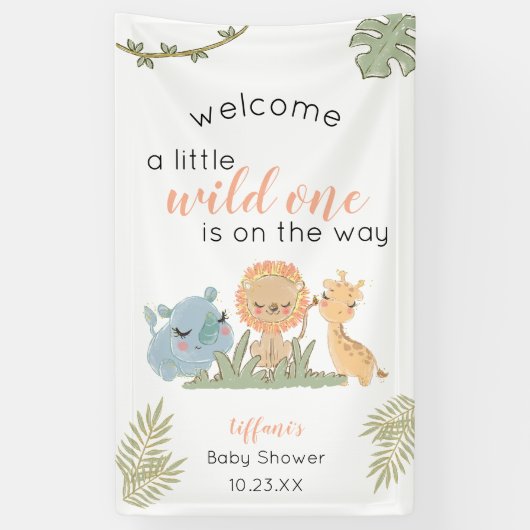 Safari Wild One op weg naar een babymeisje Spandoek (Verticaal)